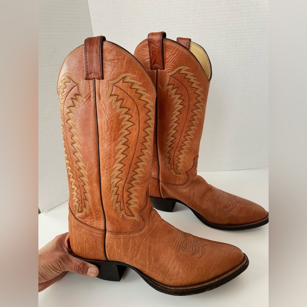 Justin Boots Brown Tan Western Cowboy Boots Men’s Size 8